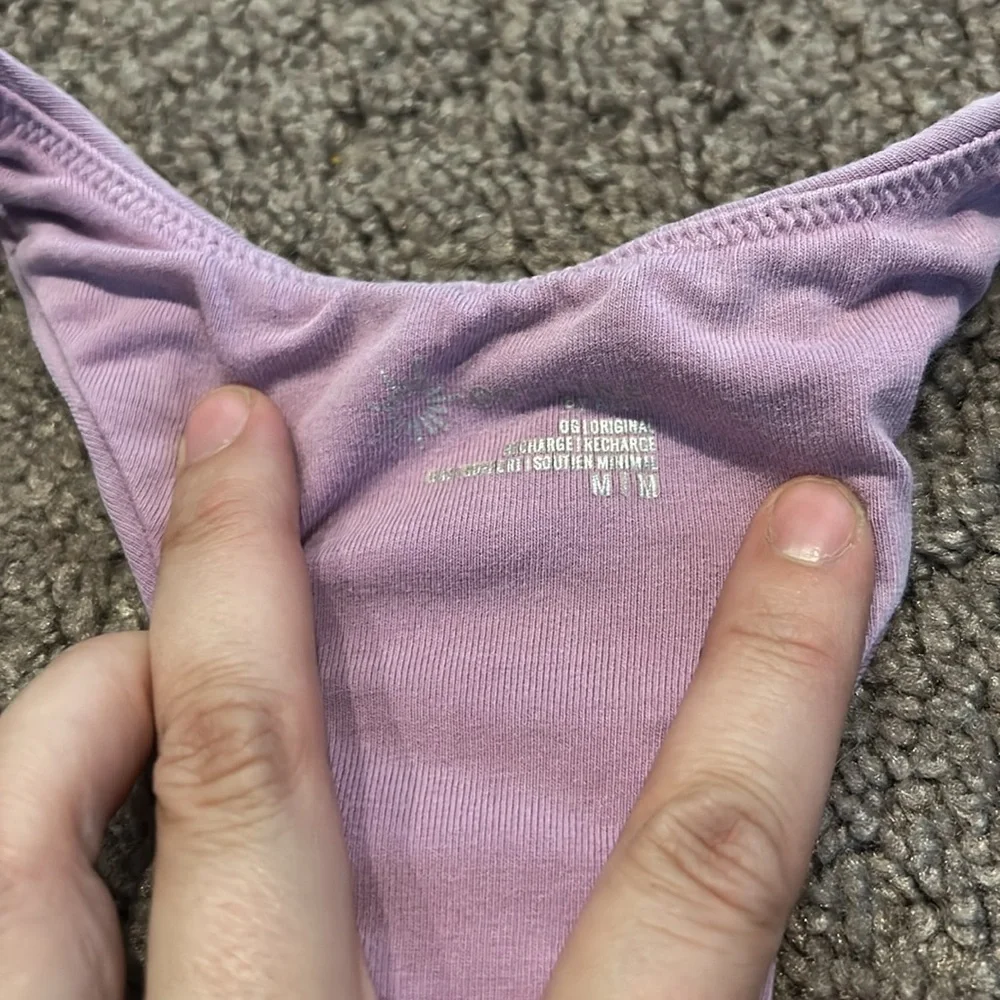 Aerie offline purple ribbed high waisted tie front leggings & matching bra set